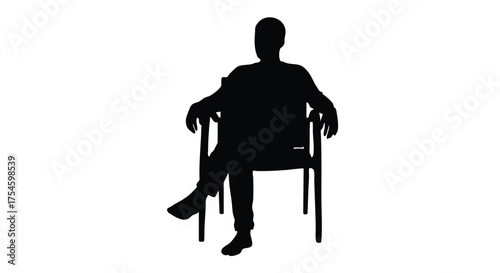 Anonymous figure of a person seated in an armchair with legs crossed, a graphic representation of solitude and quiet reflection