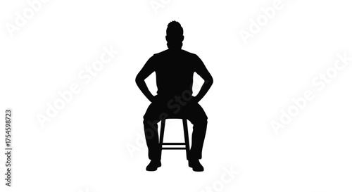 Silhouette of a Person Seated on a Chair, Human Figure Illustration for Relaxation and Posture Concepts