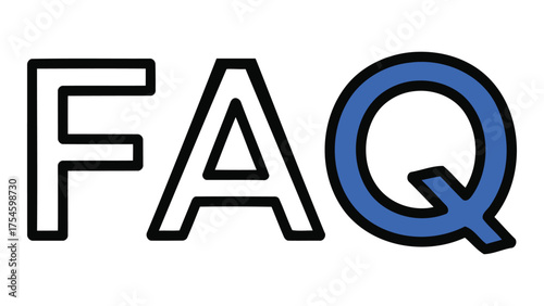 Faq text isolated on white background symbol of frequently asked questions, help, support, or information vector illustration of question and answer