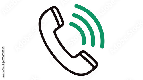 Phone receiver with sound waves isolated on white background symbol of call, contact, communication, or support vector illustration of telephone handset