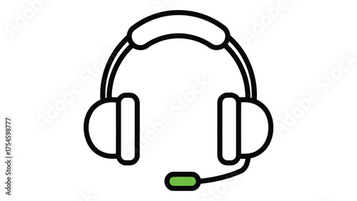 Headphones with a microphone, representing communication, customer service, and support, isolated on white background a clear and concise visual for audio and connection