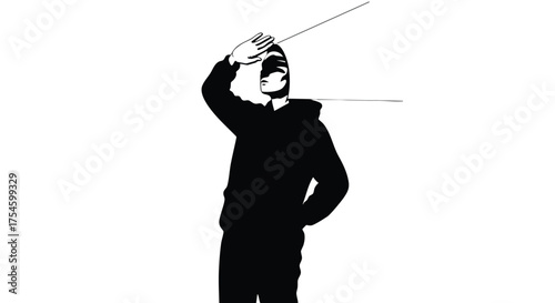 Conducting an orchestra A conductor silhouette