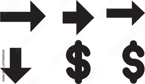 Black arrows and dollar signs