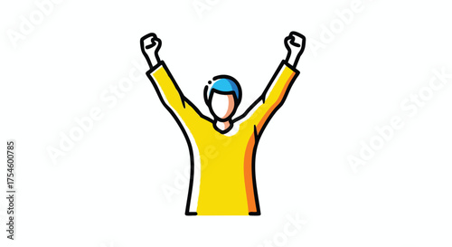 Excited Person Celebrating Victory with Arms Raised A Vector Illustration