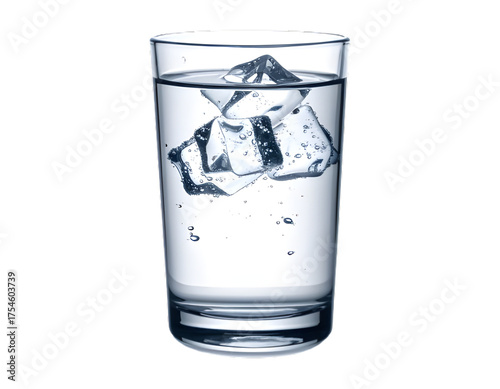 A glass filled with ice and water