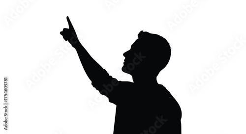 Silhouette of a Person Pointing Upwards Conceptual Representation of Direction and Focus