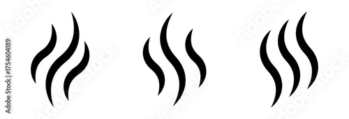 Aromas vaporize icons. Smoke, steam flat line icons.