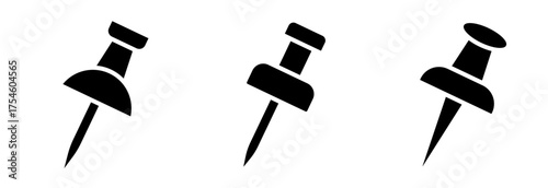 Push pin icon set. Map pin place marker. Pin sign icons for web site. Vector illustration.