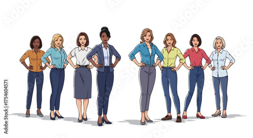 Diverse Group of Confident Women Standing Together Representing Empowerment and Unity