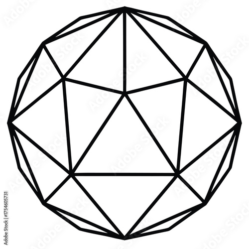Geometric Structure Visualization Of Icosahedron Shape On White Background