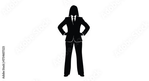Confident Businesswoman Icon A Silhouetted Professional Representing Success and Power on a White Background