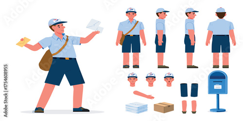 Mailman character kit with different poses and elements
