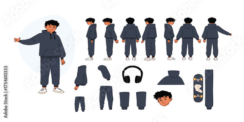 Character Sprite Sheet for Animation Outfit Variations and Accessories