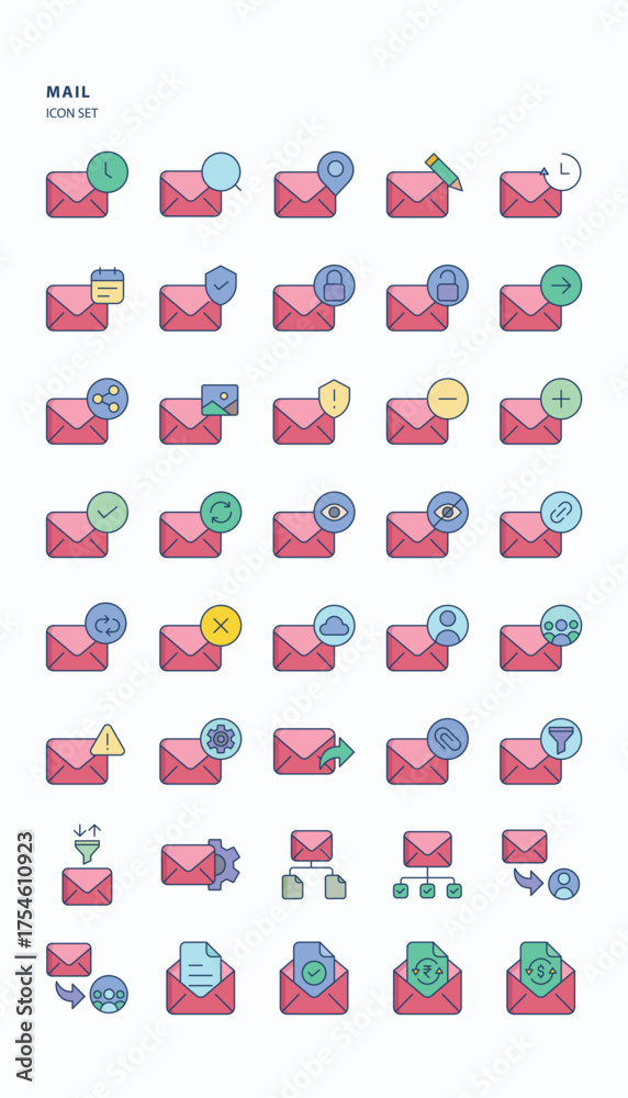 Naklejka premium Email linear color icon set, Its including icons like Mail, conversation, message
