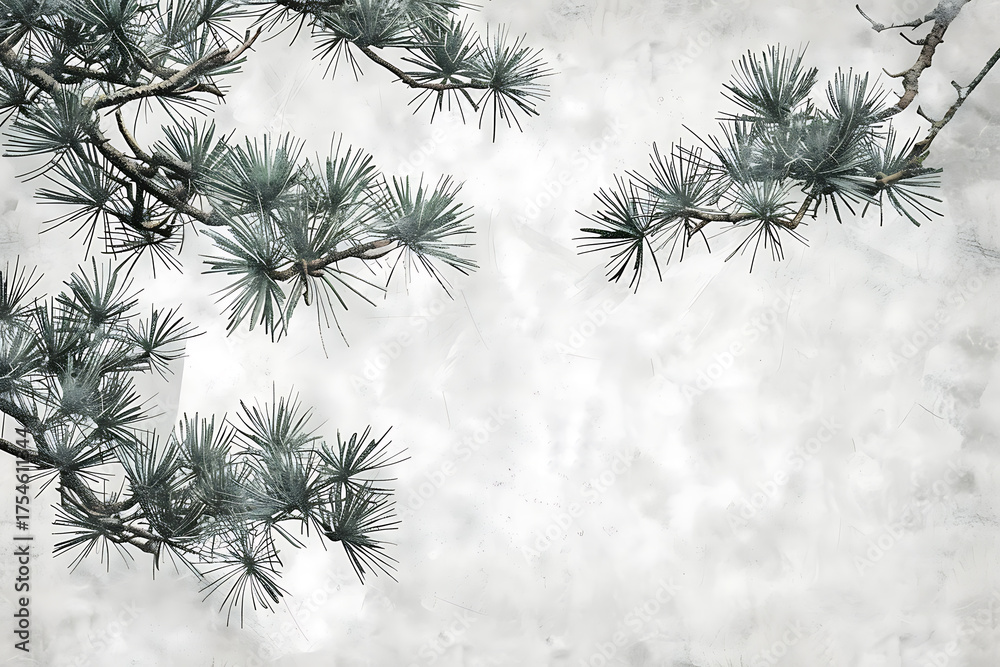 Obraz premium 松の枝を描いた水墨画風の和風背景