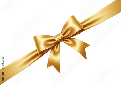 Elegant Gold Ribbon and Bow on Black Background: Festive Decoration, Gift Wrap, Celebration