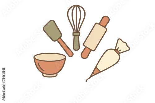 Essential kitchen baking utensils and equipment set for cooking and pastry making