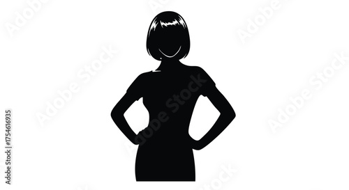 Silhouette of a Confident Woman with Hands on Hips Illustration