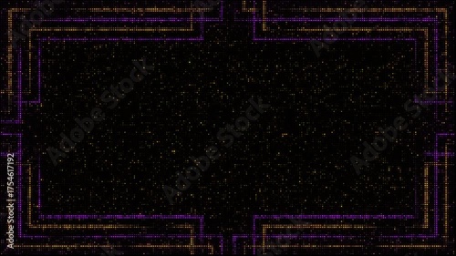 Abstract led flashing lights panel backdrop set, frames led lights gold with colors combinations,seamless loop video animation. Bulb, lamps, wall of lights motion graphics.