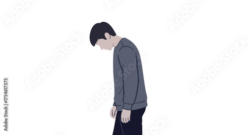 A poignant illustration depicting a young man consumed by feelings of sadness and despair, reflecting themes of emotional struggle and mental health challenges