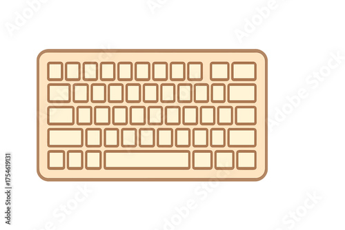 Minimalist flat design aesthetic of a wireless computer keyboard input device using a vintage color palette