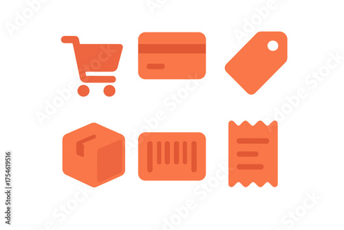 Essential e-commerce and online shopping icons collection featuring cart payment and delivery symbols
