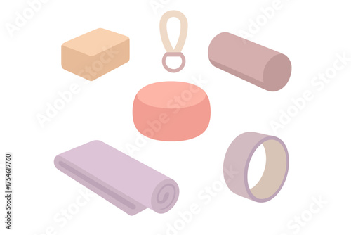 Minimalist isometric set of bath and spa accessories for relaxation and self-care