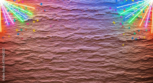 Textured wall with confetti and light effects