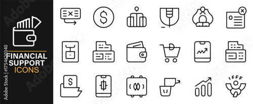 Black and white e-commerce icons vector set for digital marketing, retail, and online store design