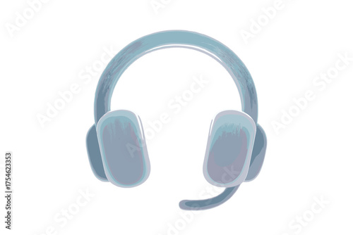 Modern headset with boom microphone representing customer support and digital communication isolated on white background