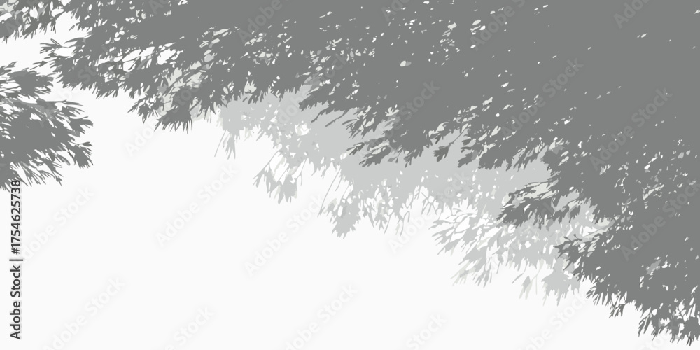 Obraz premium Abstract graphic design of overlapping grey tree leaf shadows on a white background