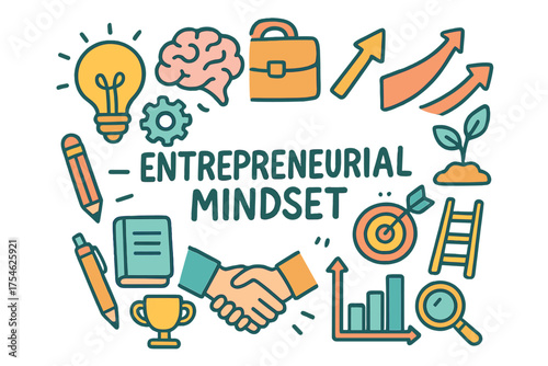 Entrepreneurial Mindset Doodle. Entrepreneurial mindset. Hand-drawn doodle illustration of Entrepreneurial
