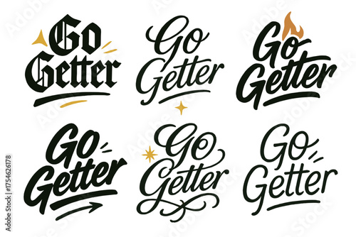 Dynamic Calligraphy Grid. Go Getter. Create a calligraphy lettering illustration of the phrase: Go Getter.