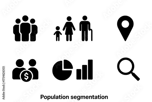 Population Segmentation Icons. Population Segmentation. Filled icon set of Population Segmentation: people,