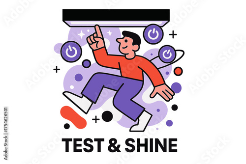 Under-Cabinet LED Glow. Under-cabinet light. Character testing glowing LED strip under cabinet with floating