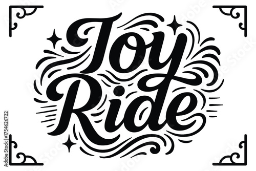 Joy Ride Typography. “Joy Ride”. modern hand lettering, smooth curves, balanced composition, clear readable