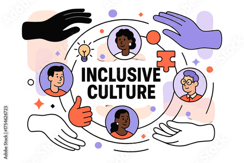 Inclusion in Leadership. Diversity and inclusion initiatives in leadership. Abstract glowing office scene with