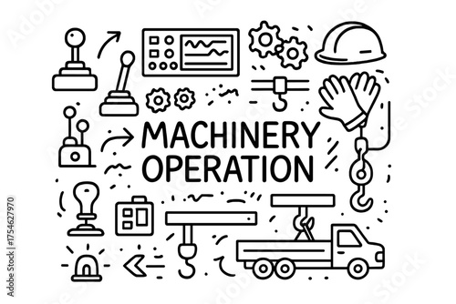 Machinery Operation Doodle. Machinery Operation. Hand-drawn doodle illustration of Machinery Operation.