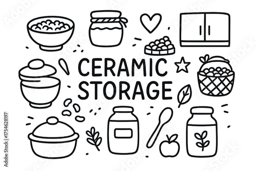 Ceramic Storage Illustration. Ceramic Storage. Hand-drawn doodle illustration of Ceramic Storage. ceramic bowl
