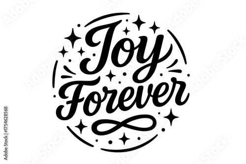 Joyful Hand Lettering. “Joy Forever”. modern hand lettering, smooth curves, balanced composition, clear