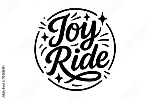 Joy Ride Typography. “Joy Ride”. modern hand lettering, smooth curves, balanced composition, clear readable