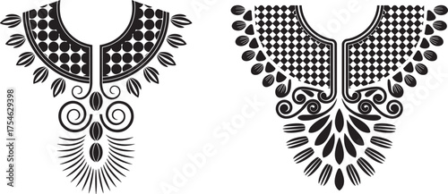 Elegant decorative neckline design illustrations perfect for fashion apparel decoration and creative projects