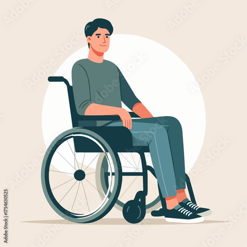 flat illustration of a person in a wheelchair
