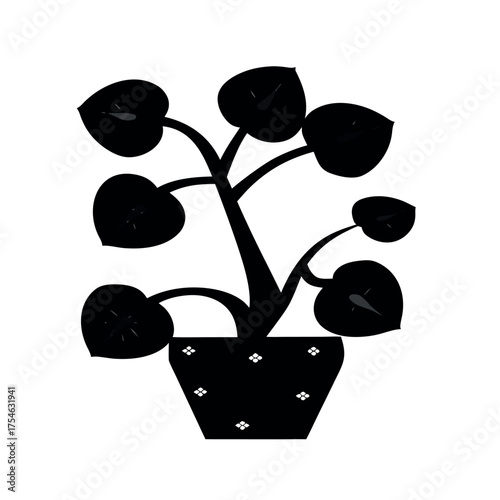 A beautiful basket of flowers in black and white is a romantic illustration perfect for a Valentine's Day card showing love