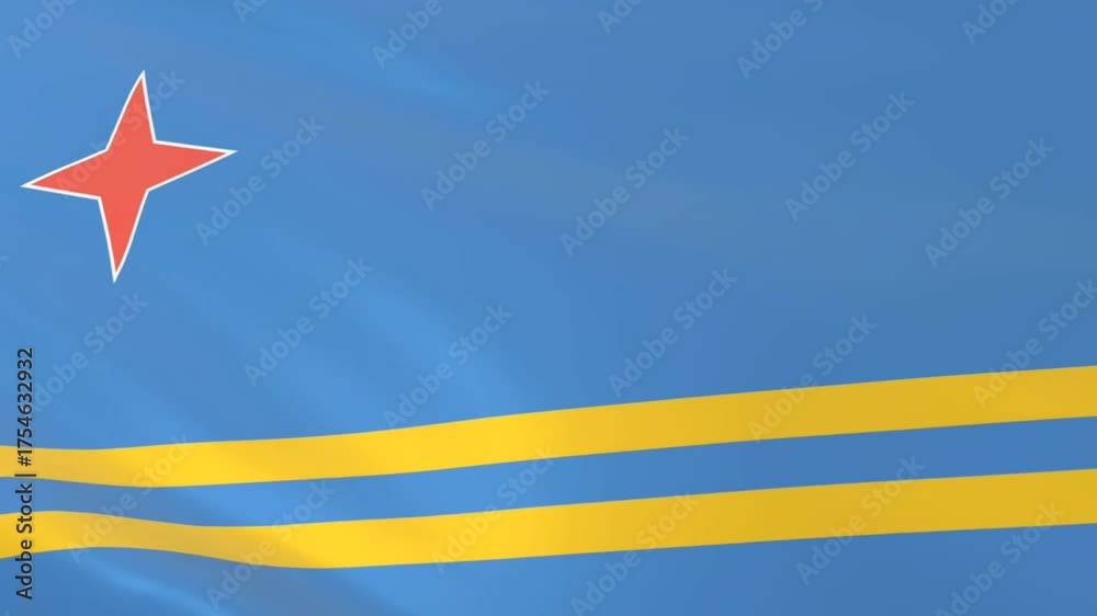flag of aruba waving in the wind, flag animation background