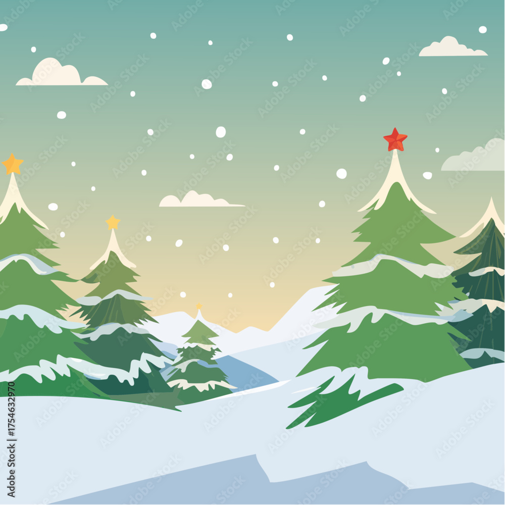 Fototapeta premium christmas background with fir tree and snow