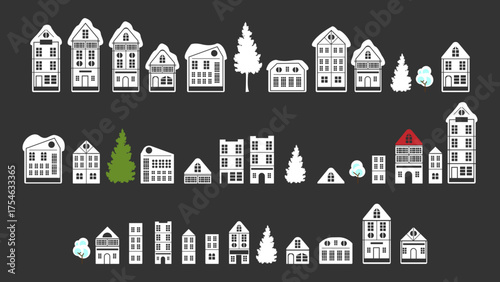 snow house art element decorate christmas. new year. on white background.