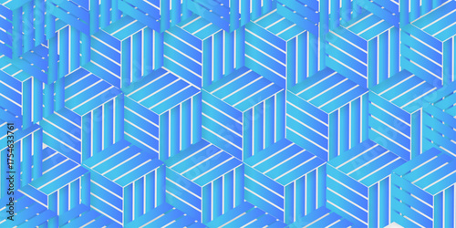 3d modeling cubes Illustration decoration seamless white line material pattern square design. Seamless line wave pattern geometric fabric vintage textile illustration.		