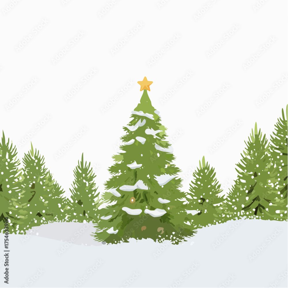 Fototapeta premium christmas background with fir tree and snow