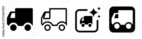Professional logistic truck icon with lorry sign and cargo delivery symbol in transparent PNG vector illustration for transport and shipping design needs
